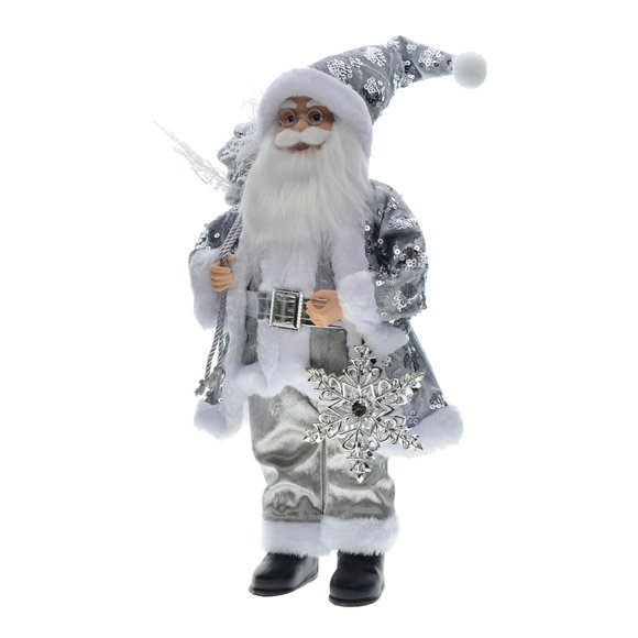 yuksok 2023 Poupée de Noël Père Noël Vêtements à Paillettes Hauteur 45 cm pour Cadeau de Festival Gris