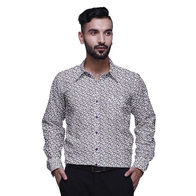 BESTMAN Long Sleeve Formal Shirt For Men Printed Button Down Cotton Men Shirts