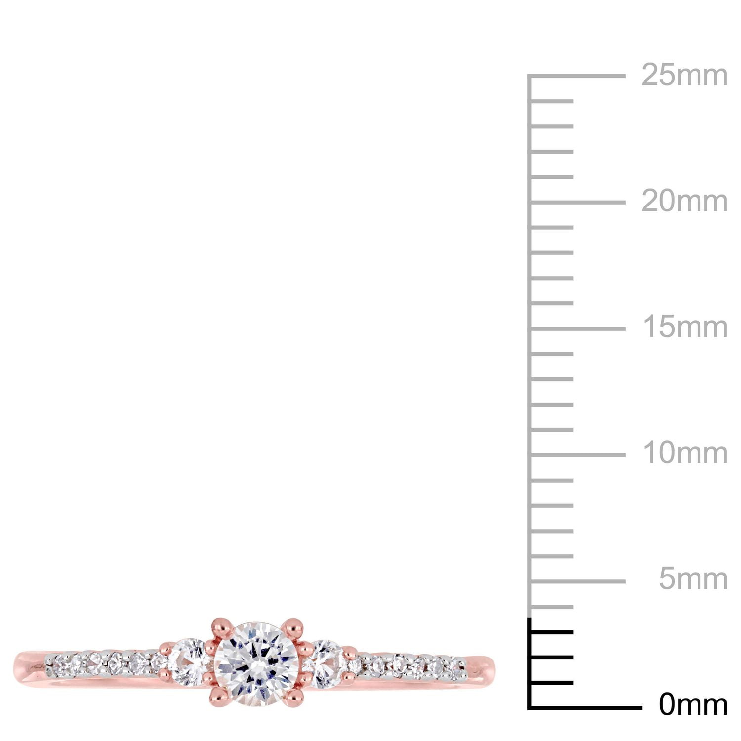 Bague de promesse Miabella avec saphirs blancs synthétique 1/3 CT PBT et accents de diamants en argent sterling