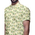 thumbnail image 4 of BESTMAN Chemise en Coton pour Hommes à Manches Courtes Imprimée Col Mandarin Chemise Décontractée, 4 of 5