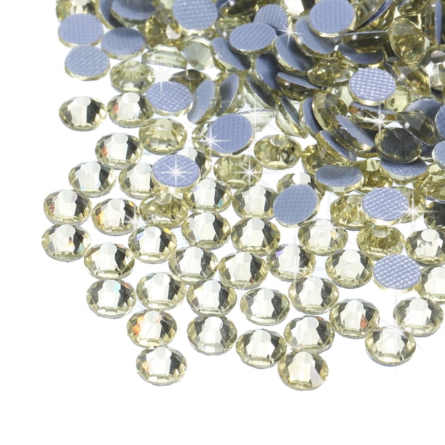 Uxcell Hotfix Rhinestones Flatback Crystal Glass Gems for Craft Clothes DIY Decoration Light Yellow 4.8mm
