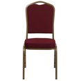thumbnail image 3 of HERCULES Series Crown Back Stacking Banquet Chair in Burgundy Fabric - Gold Frame, 3 of 9