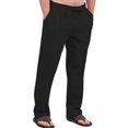 thumbnail image 1 of Innerwin Pants Elastic Waist Men Trousers Beach Drawstring Lightweight Long Pant Black 4XL, 1 of 2
