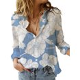 thumbnail image 1 of Innerwin Shirts Button Down Ladies Blouse Business Long Sleeve Loose Tops Blue Flower 3XL, 1 of 2