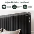 thumbnail image 4 of Amolife King Size Upholstered Platform Bed Frame with Adjustable Velvet Headboard, Black, 4 of 8