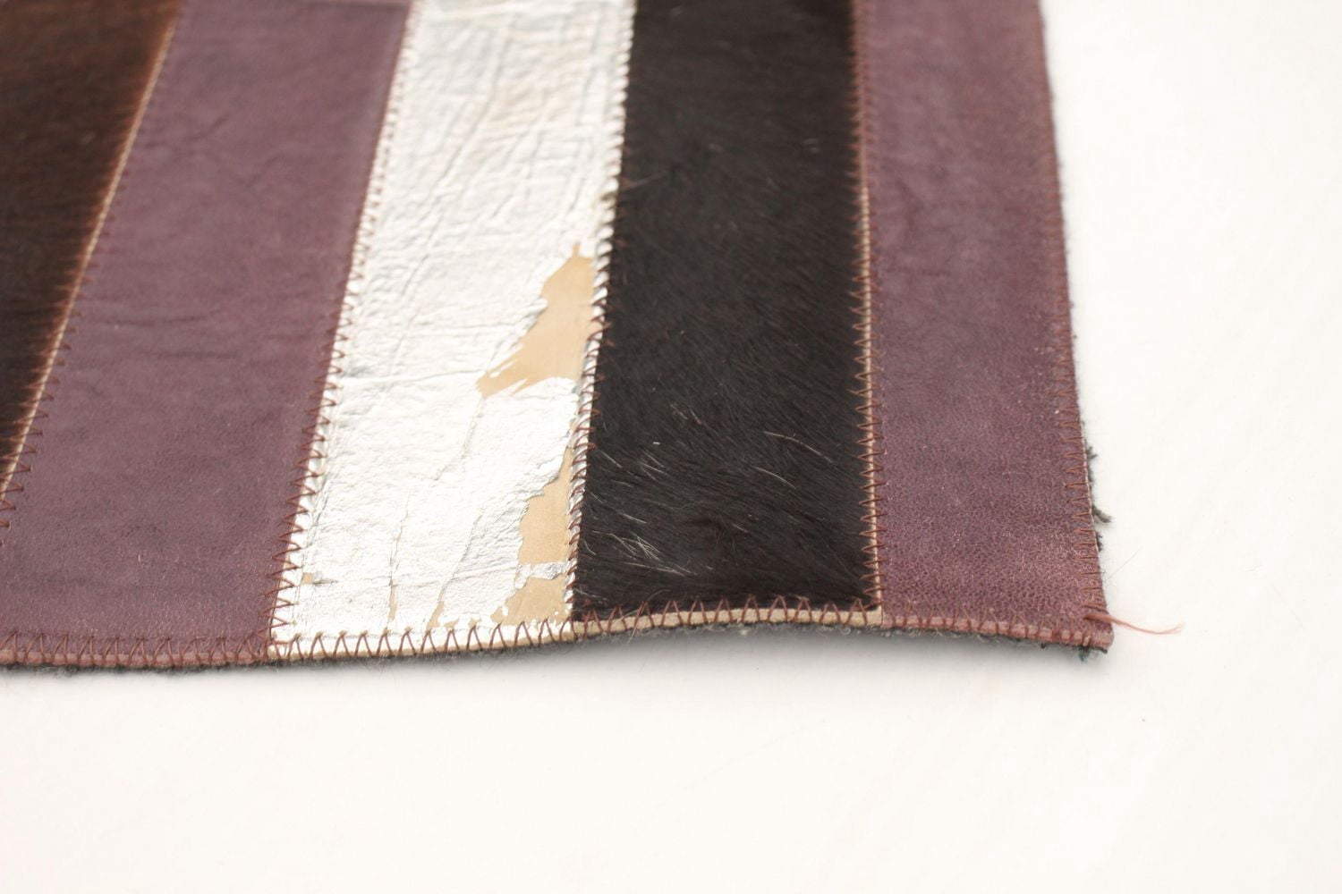 ECARPETGALLERY 3'11" x 6'0" Contemporary Cowhide Patchwork Handmade Area Rug for Living Room, Dining Room and Bedroom in Brown