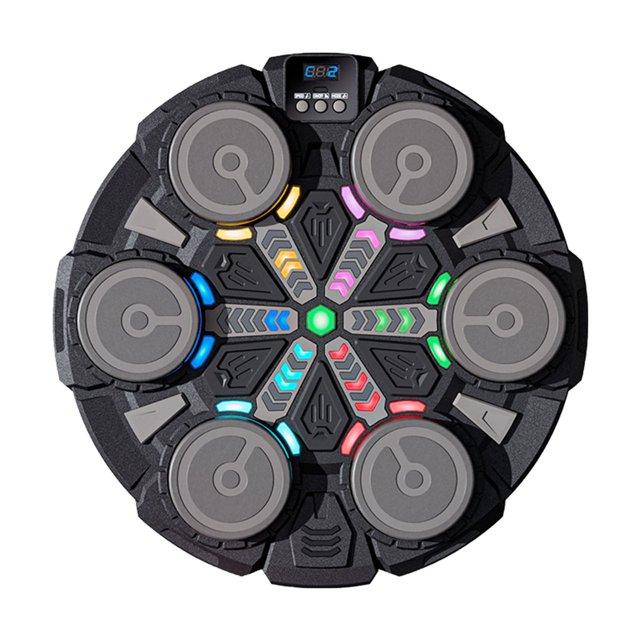 Hearth & Gear Music Wall Boxing Machine with six padded striking zones, colorful LED lights, and Bluetooth connectivity for music sync. Features 5 speed adjustments, multiple training modes, and durable ABS material. Ideal for home workouts, interactive boxing, and yoga-inspired fitness routines.