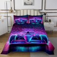 thumbnail image 1 of Go Kart Bedspread Set Karting Coverlet Set,Race Cars Quilt Set Queen,Racing Extreme Sport Quilted Neon Lights Room Decor, 1 of 3