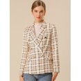 thumbnail image 2 of INSPIRE CHIC Vestes Blazer à Carreaux à Double Boutonnage à Revers Cranté pour Femmes, 2 of 4