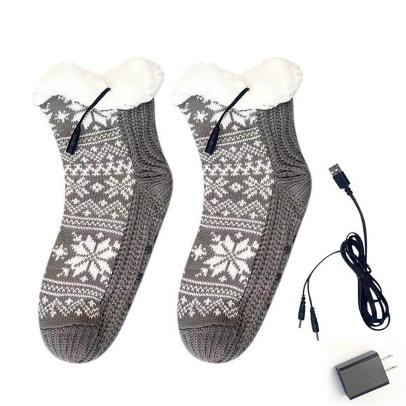 Harliver Rechargeable Heated Socks, American Trends Christmas Slipper Heated Socks, Non Slip Womens Warm Cozy Socks Heated Socks, Winter Non Slip Thick Fuzzy Socks, Warm Cozy Christmas Gift