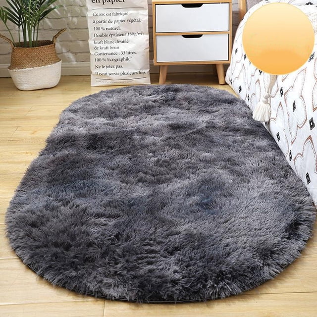 Hxlamzoo Fluffy Oval Area Rug, Soft Tie Dye Rug, Shaggy Colorful Rug, for Bedroom, Living Room, Teen Dorm, Baby Nursery, 11 Colors & 3 Sizes