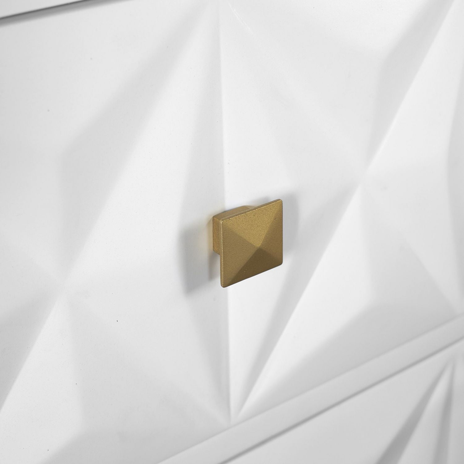 Table de chevet géométrique à deux tiroirs, blanc