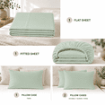 thumbnail image 3 of Comfy Bamboo World Series Ensemble de Draps en Microfibre 4 Pcs, Lit Double, Vert Pâle, 3 of 4