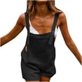 thumbnail image 1 of Womens Casual Summer Overalls Adjustable Straps Cotton Linen Shortalls Solid Shorts Jumpsuits Rompers with Pockets, 1 of 4