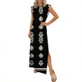 thumbnail image 3 of Mceream Robes d'Été pour Femmes Grande Taille2026 Col Rond Ample Fendue Sans Manches Robes Soleil Décontractées Longues Fluides Infroissables Plage Voyage Vacances Vêtements Multicolore P, 3 of 6