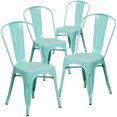 thumbnail image 1 of Commercial Grade 4 Pack Mint Green Metal Indoor-Outdoor Stackable Chair, 1 of 8