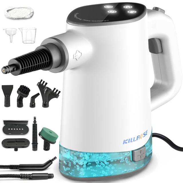 Killrose Handheld Steam Cleaner, Pressurized Steam Cleaner with 10–15s Fast Heat, Dual Power Modes & Self-Clean, Multi-Surfa
