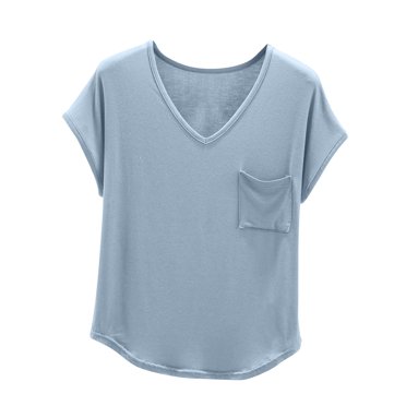 FAIWAD Womens Summer V Neck Tops Short Sleeve Solid Color Tshirt Casual Loose Workout Comfy Tee Blouse