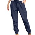 thumbnail image 1 of Clearance-Sale Legging with Pocket for Women Solid Color Plus Casual Leggings Drawstring Stretchy Low Waist Ruched Womens Sweaterpants Multiple Pocket Softy Work Pants for Women Weekly-Deals（Navy,3XL）, 1 of 8