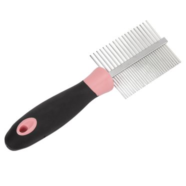 Stainless Steel Cat Grooming Comb, Gentle Removes Mats Open Knot Wide Double Sided Pet Comb Dog Bone Pattern Ergonomic Effective For Cats For Dogs Pink,Blue