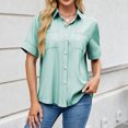thumbnail image 1 of asjyhkr Womens Button down Shirts Short Sleeve Summer Causal Business Work Tops with Pockets Lightweight Comfy Soft Tees, 1 of 7
