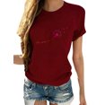 thumbnail image 1 of Innerwin Hauts Imprimé Pissenlit T-Shirts pour Femmes Vacances Col Rond Vintage Bordeaux 2TG, 1 of 2
