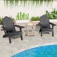 thumbnail image 2 of Gymax 2 PCS Folding Adirondack Chair HIPS Fire Pit Chair w/ Adjustable Backrest Black, 2 of 10