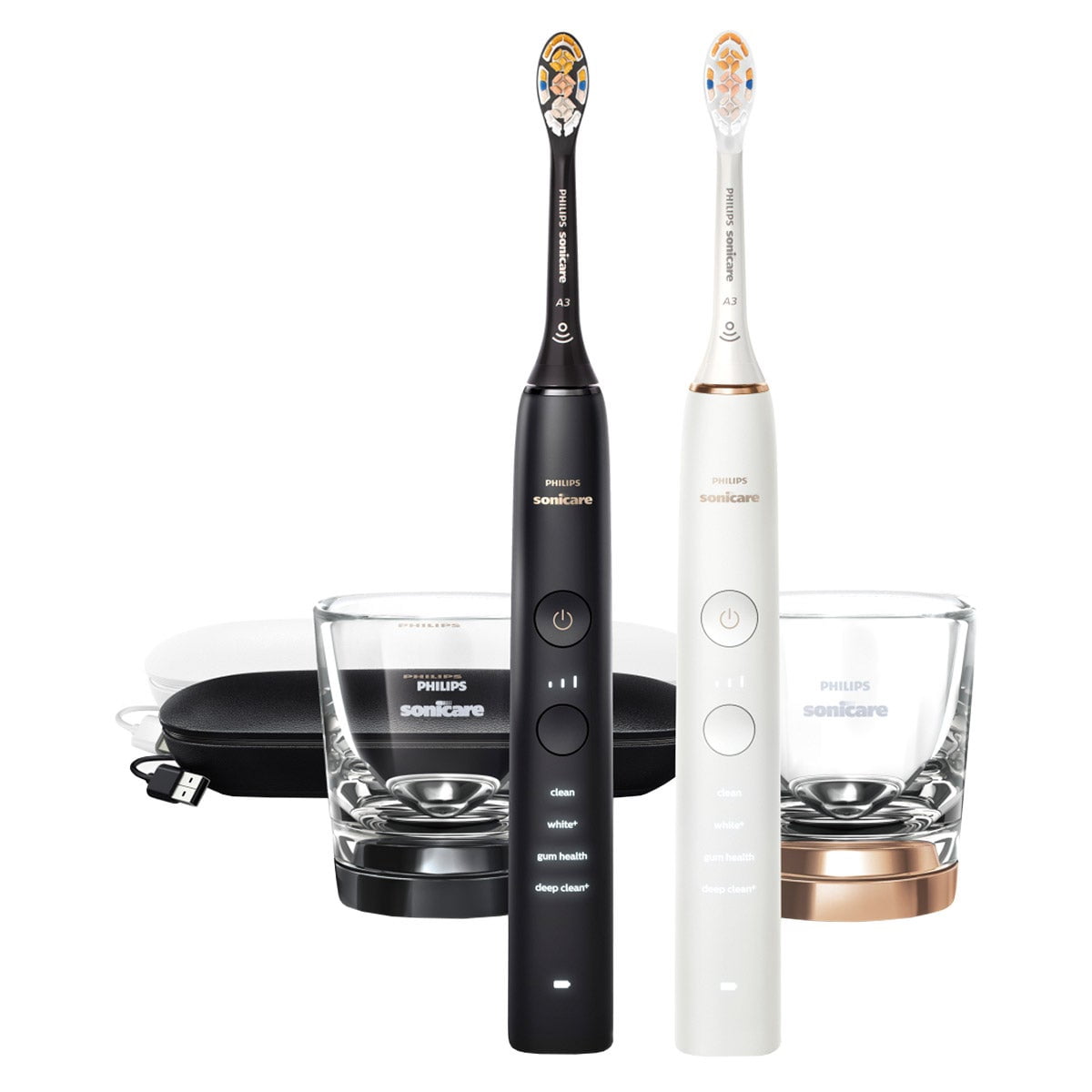 Philips Sonicare DiamondClean Connected Series 9000 Electric Toothbrush, 2-pack-Black