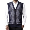 thumbnail image 3 of RKSTN Mens Cardigan Sweater Wool Blend Button Up Color Block Stylish Sleeveless V Neck Versatile Cardigan Knit Sweater Vest Coat Spring Fall Style, 3 of 8