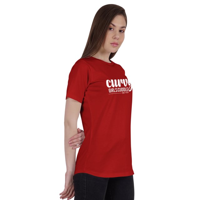 Inkmeso Womens Quote Top Curvy Girls Cuddle Better Graphic Print Tee T-Shirt