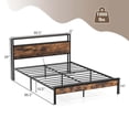 thumbnail image 4 of Costway Queen Bed Frame with Storage Headboard Charging Station 18W USB C Port Rustic Brown, 4 of 10