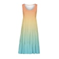 thumbnail image 4 of AherBiu Plus Size Beach Dresses for Women Gradient Color Sundresses Ruched Ruffle Flowy Midi Tank Dress, 4 of 5