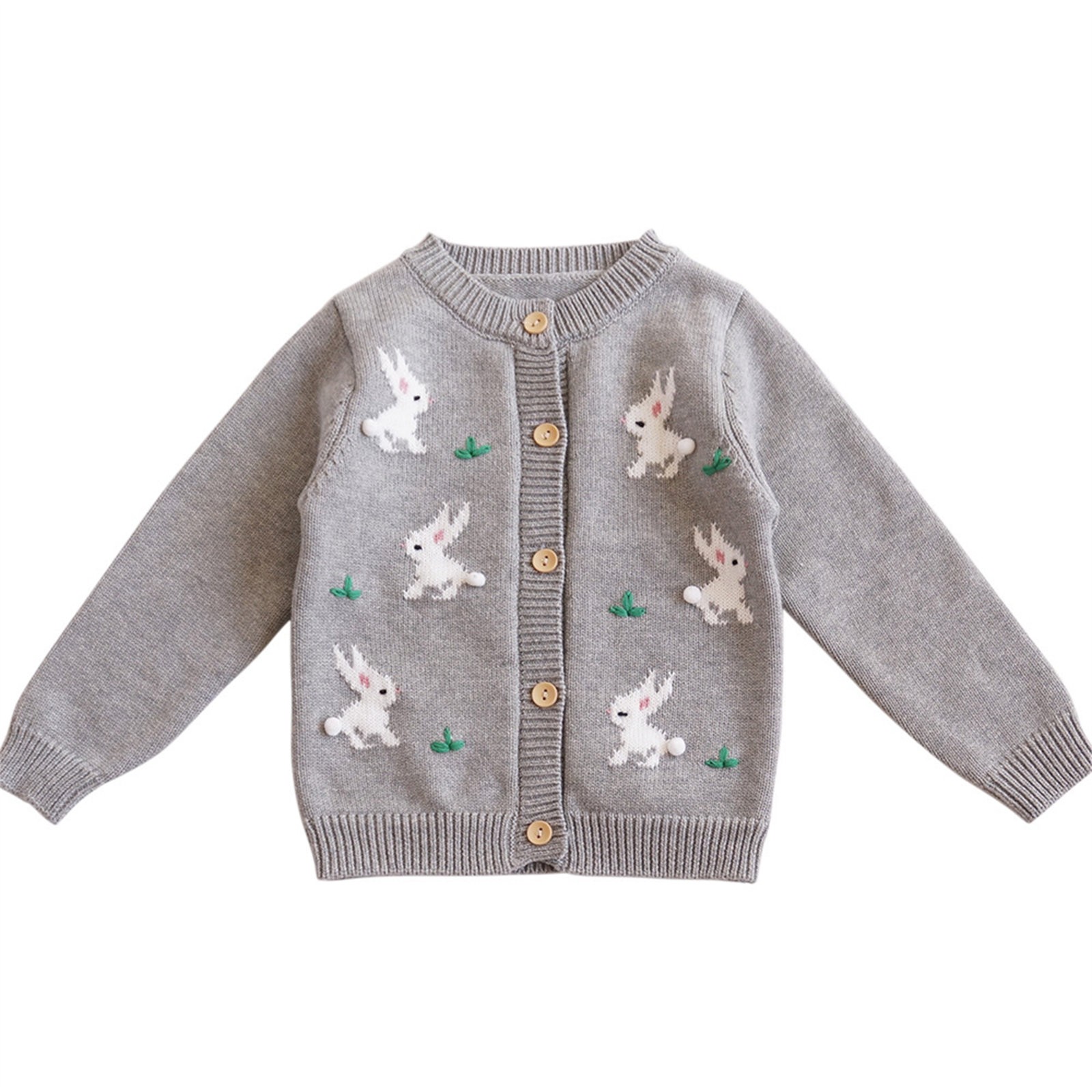 Glisme Girls Sweater Easter Outfit Toddler Rabbit Bunny Sweaters Coat Lightweight Top Clothes Grey , 2-3 Years