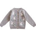 thumbnail image 1 of Glisme Girls Sweater Easter Outfit Toddler Rabbit Bunny Sweaters Coat Lightweight Top Clothes Grey , 2-3 Years, 1 of 4