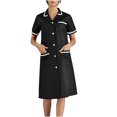 thumbnail image 2 of Tidyack,Best Value,Nurse Lapel Dress, Solid Color Work Dress, Pockets + Button Splicing, Midi Length, For Healthcare Staff, Professional Work Attire, Cotton Blend, Clean Cut, Daily Uniform, 2 of 6