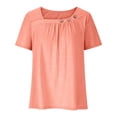 thumbnail image 4 of asjyhkr T-Shirts d'Été pour Femmes Col Rond Manches Courtes Légers T-Shirts Décontractés Mode Confortables Basiques, 4 of 6