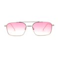 thumbnail image 1 of Mens Old School Double Bridge Narrow Rectangle Metal Rim Sunglasses Silver Pink, 1 of 4