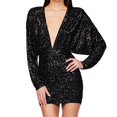 thumbnail image 4 of Pisexur Robes pour Femmes Robe de Cocktail à Col en V Profond Robe de Soirée à Paillettes de Mode Robe de Boîte de Nuit de Fête Tunique Dos Ouvert Robes de Retour à la Maison Robe Élégante pour Invitée de Mariage Robe Midi, 4 of 6