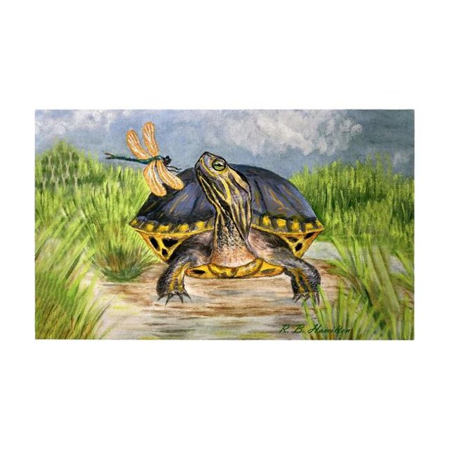 Betsydrake DM1182G Tapis de Porte Libellule à Tortue 30 x 50 Po - Grand