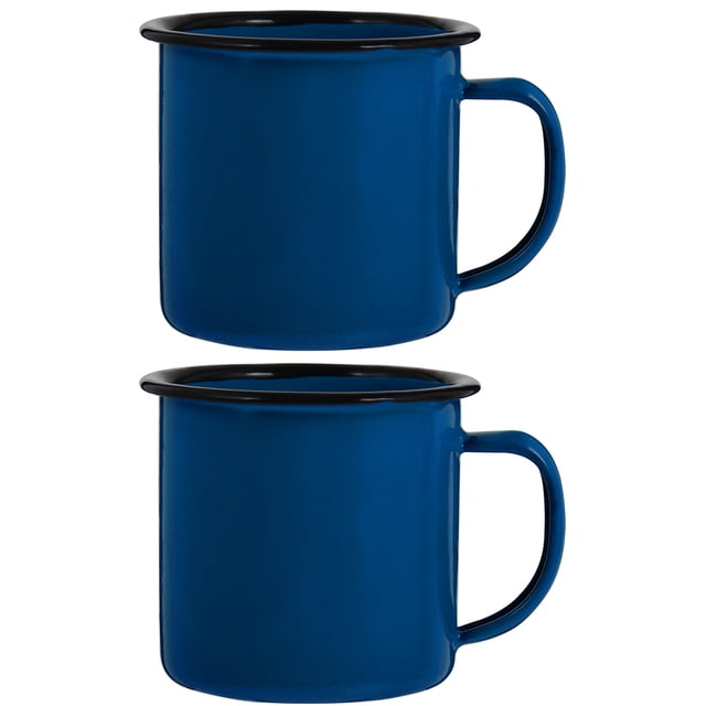 Miangastore Blue Enamel Coffee Mug for Home Use Practical Drinking Cup with Stable Structure 2 Pieces