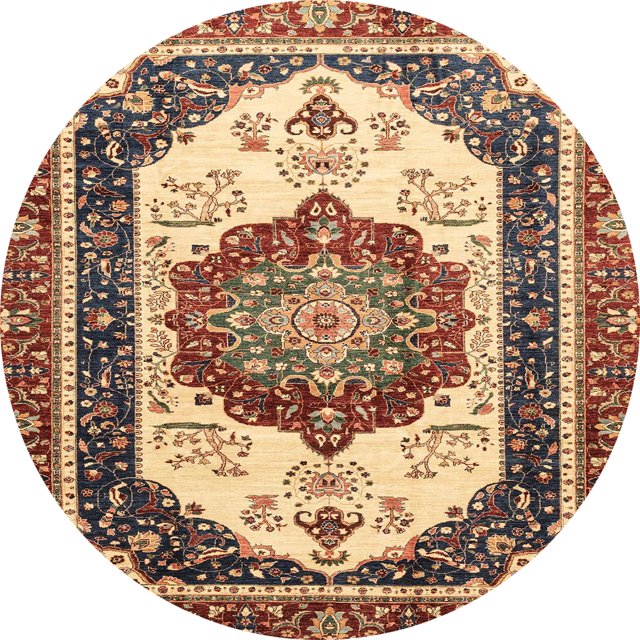 Ahgly Company Tapis d'Intérieur Ronds Abstraits Marron Rouge, 5 Pieds Rond