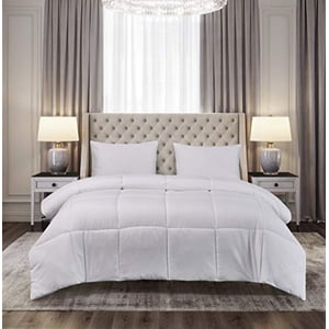 Blue Ridge Home Fashions Microfiber Light Weight Solid Down Alternative All Season Comforter - Hypoallergenic Polyester Fill, King, White