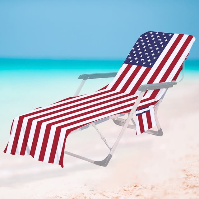 LSLJS Beach Chair Cover with Side Pockets, Microfiber Chaise Lounge Chair Towel Cover for Sun Lounger Pool Sunbathing Garden Beach Hotel, Easy To Carry Around
