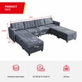 thumbnail image 3 of Puremind U Shaped Sectional Couch, 8 Seater Modular Sectional Sofa with Storage Ottoman and Adjustable Armrests for Living Room, Dark Gray, 3 of 8