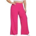 thumbnail image 2 of Timegard Plus Size Pants for Women High Waist Ruched Loose Comfy Lounge Pants Wide Leg Workout Trousers, 2 of 6