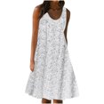 thumbnail image 1 of Mrat Robe Courte à Imprimé Floral pour Femmes, Tenue d'Intérieur, Col Rond, Sans Manches, Grande Taille, Robe de Nuit, Robes Élégantes P-108 Blanc 3TG, 1 of 8