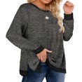 thumbnail image 3 of Sweatshirt for Women Long Sleeve Tunic Tops Color Block Crewneck Sweatshirts Side Split, 3 of 7