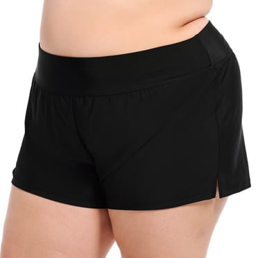 Krista Plus Bas de bain pour femmes, shorts de bain noirs à couverture complète