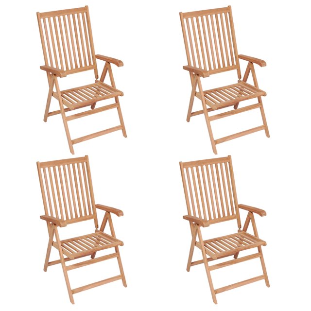 vidaXL Chaises Inclinables d'Extérieur pour Terrasse Chaise Longue Inclinable en Bois Massif Teck