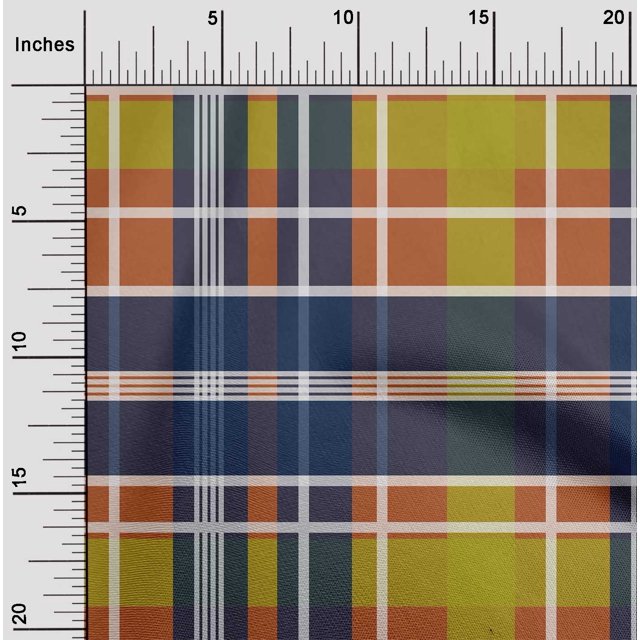 oneOone Polyester Lycra Fabric Madras Check Print Sewing Fabric BTY 56 Inch Wide